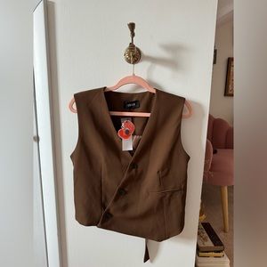 Cider Brown Asymmetrical Button Vest Size L